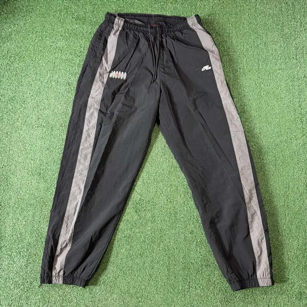 Y2K Nike Air Jordan Track Pants Baggy Streetwear Black Gray Embroidered